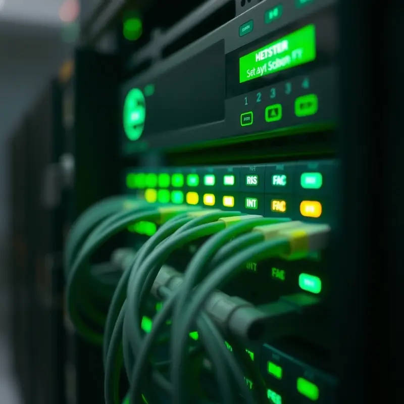 Server rack lights and cables