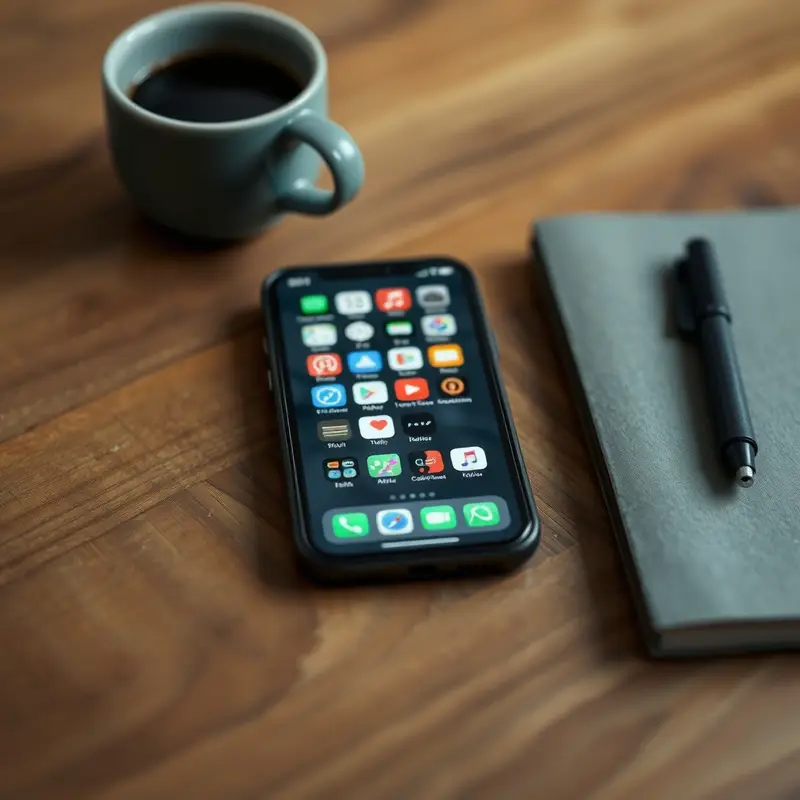 iPhone on a wooden table